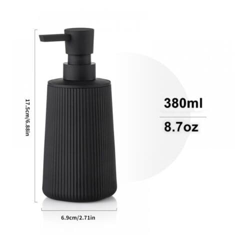 Sort sæbedispenser, 6,9x17,5x6,9 cm, dispenserflaske til køkken, badeværelse, hotel
