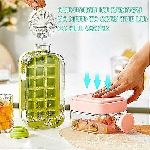 Bärbar 2-i-1 isbitsflaska med sugrör, en-trycks isbitsform vattenflaska med lock, 800 ml push-typ isbitsflaska White