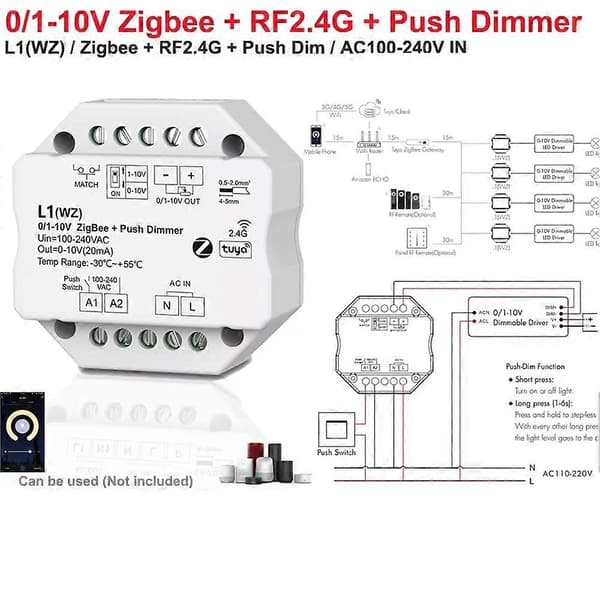 Signal Dæmpningscontroller, Enkelt/Dobbelt Farve WiFi Zigbee Højspænding til Smart APP Dæmpningsdriver White