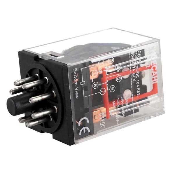 2X MK2P-I Klar Skal DPDT AC220V Spole Strømrelæ Sokkel Base Black & transparent