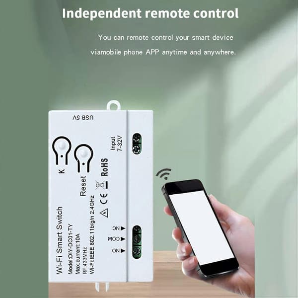 2X Tuya WiFi Smart Switch Timer 1CH 7-32V USB 5V 2.4G WiFi Smartlife Home Automation Modul til Alexa Google Home IFTT White