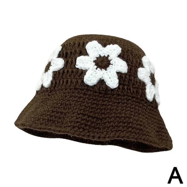 Dame Bucket Hat Strikket Hat Fiskerhat Coffee