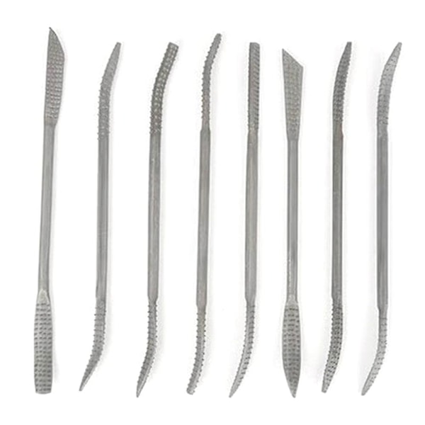 Wood Riffler File Set 8PCS 200mm Dubbla ändar grader för träbearbetning Carving Handverktyg Nålfil Photo Color