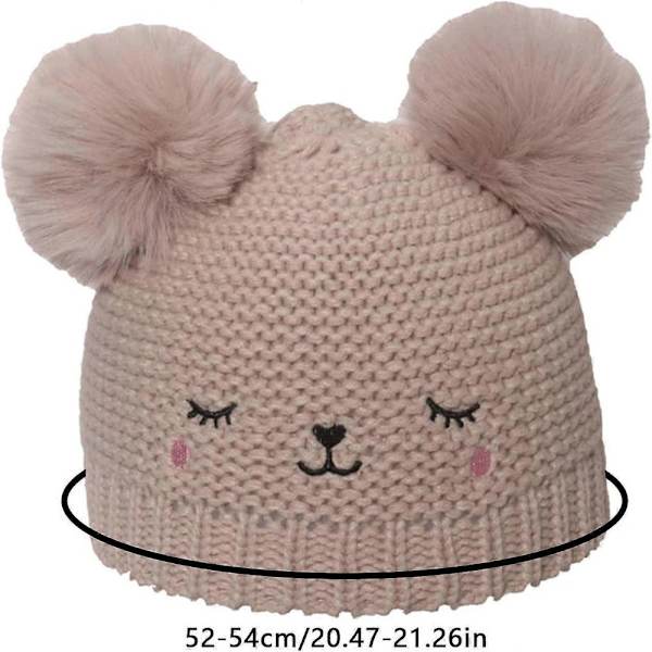 Stickad barnmössa Björn Tecknad Pullover Stickad Mössa Ull Vintermössa Svart One Size För Flickor