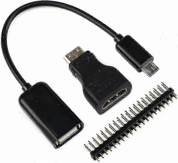 Raspberry Pi Zero 2 W/Zero W startsæt med akrylkabinet, GPIO-header, HDMI-adapter, OTG-kabel