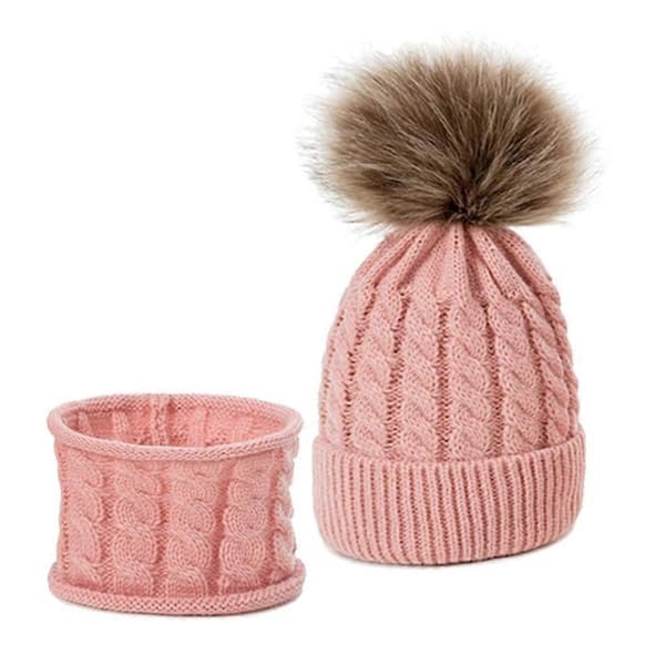 Mössor för pojkar och flickor, stickad mössa Skin Pink