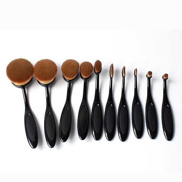 Ovale Makeupbørster 10 stk. Sorte 150
