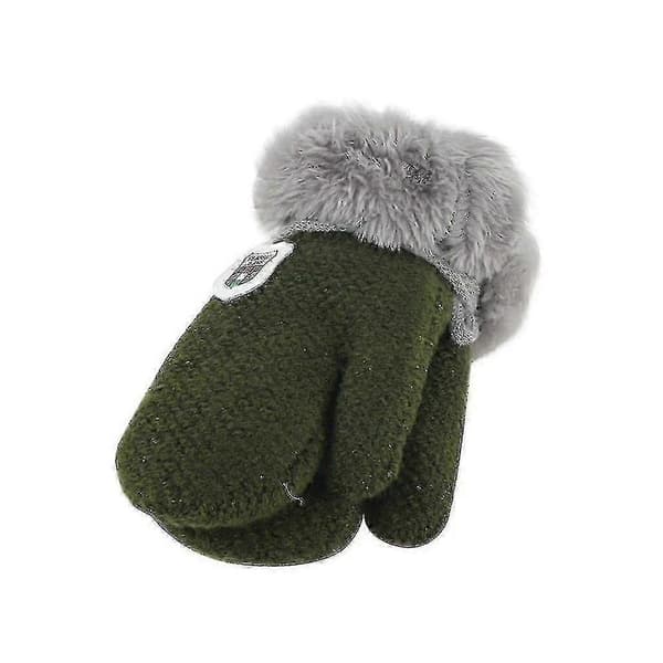 Lasten lämpimät talvikäsineet Army Green