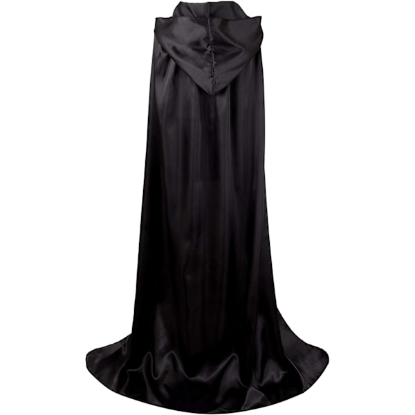 Lang sort kappe med hætte middelalderlig vampyr heks kostume damer halloween kostume karneval jul voksen 150CM