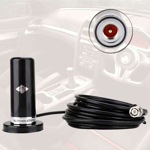 VHF/UHF Dual-Band Bilradioantenne (med magnetisk base og BNC hannkontakt)