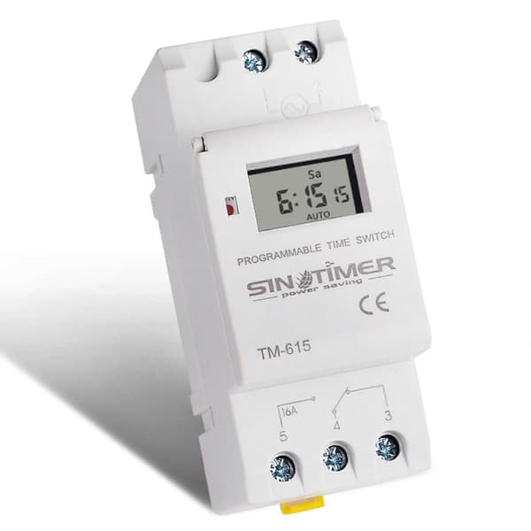 SINOTIMER 3X Elektronisk Timer, TM615-2 Timerkontakt 7 Dage 24 Timer Programmerbar LCD Tidsrelæ-220V White