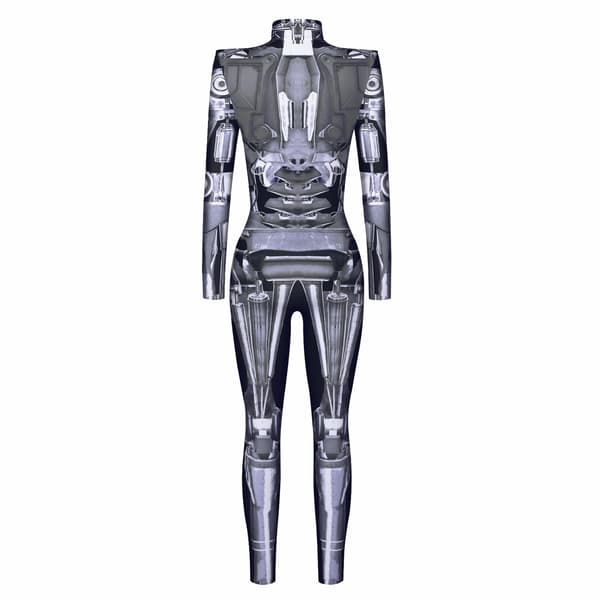 Halloween-kostym för kvinnor, skelett-cosplay-catsuit jumpsuit silver Silver L