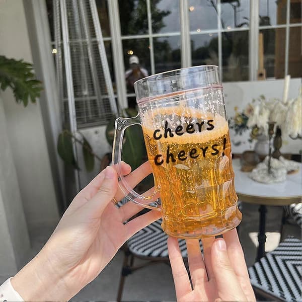 Falsk lagdelt ølkopp Kreativ spøk Plast Is Dobbeltlags kopp cheers/2pcs