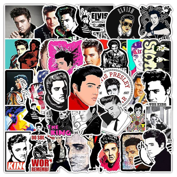 50 stk. Singer Elvis Presley Graffiti Vandtætte klistermærker Kuffer Notesbog Skateboard Køleskab Hjelm Vandkop Engros
