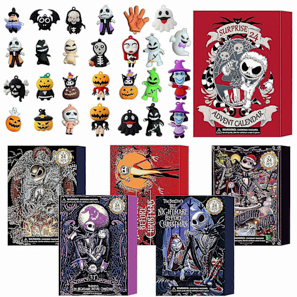 Halloween-kostymer 2024 Ny Halloween Countdown-kalender Blind Box Ghost Ghost Atmosphere Gothic Christmas 24 Gåvor Advent Day Box A646