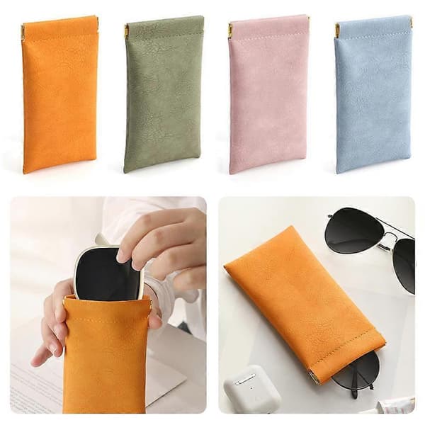Suusta napsahtavat aurinkolasit silmälasit nahkainen lasikotelo pussi pehmeä tasku.- >< blue 9*18cm