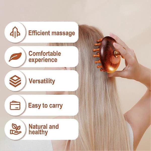 Multifunktionel træterapi massage, hovedbundsmassage naturligt sandeltræ
