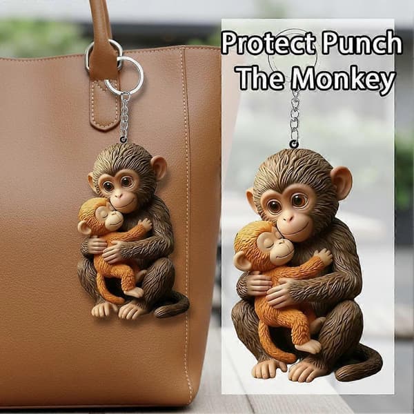 Protect Punch The Monkey -avaimenperä, söpö Punch Monkey -avaimenperä laukun ripustuskoriste riipus