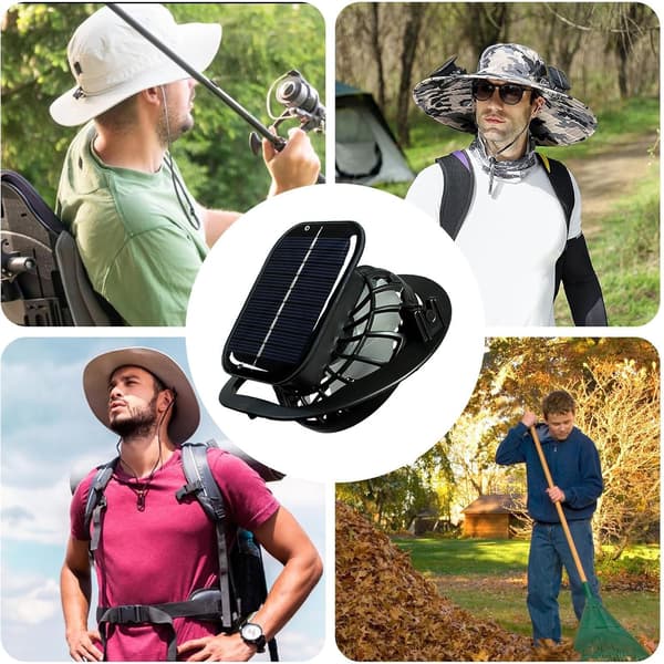 Solar Hatteventilator | Lille Bærbar Ventilator | Kompakt Elektrisk Køleenhed til Camping, Vandreture, Tilbehør til Varmt Vejr