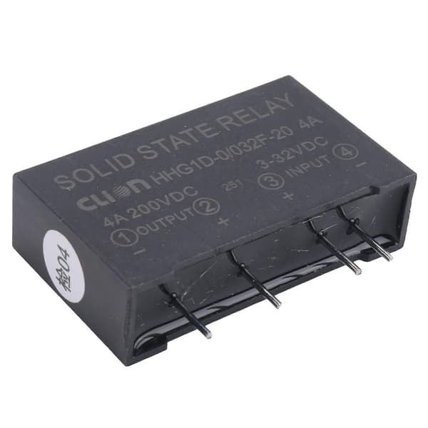 5X Indgang 3-32V DC Udgang 4A 200V DC 4-benet printkort Solid State Relæ HHG1D-0/032F-20 Black