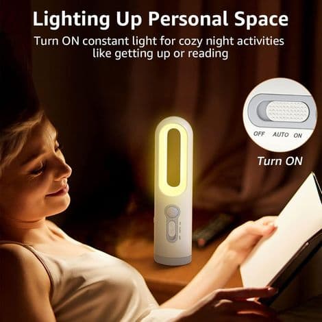 Bærbar 2-i-1 LED nattlampe, hvit, øyebeskyttende