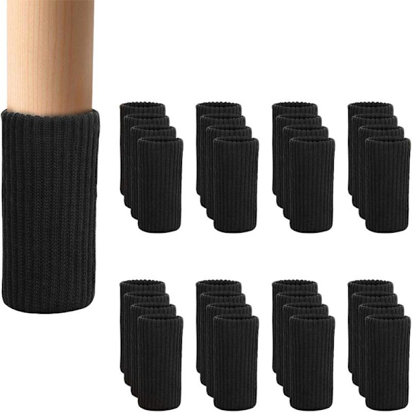 32-pack möbelskydd för ben – Högelastiska stickade golvskydd för stolsben, set med möbeltofflor