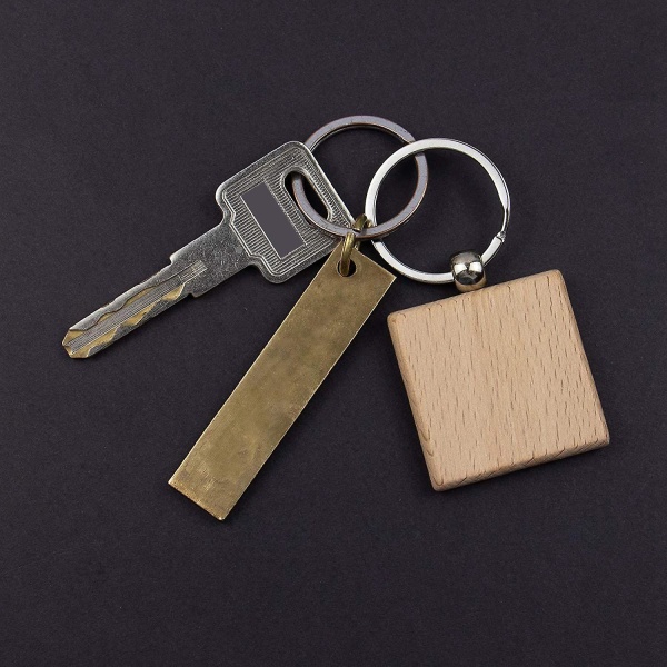 Tom tränyckelring Nyckelring i trä Nyckelring Nyckelring eller Best (fyrkantig, 20-pack) Wood Color