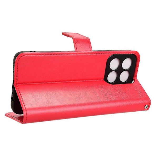 Til Honor 200 Smart 5G/ Play 60 Plus 5G Stativ Etui Læderpung Mobilcover Crazy Horse-Tekstur (FMY) Red