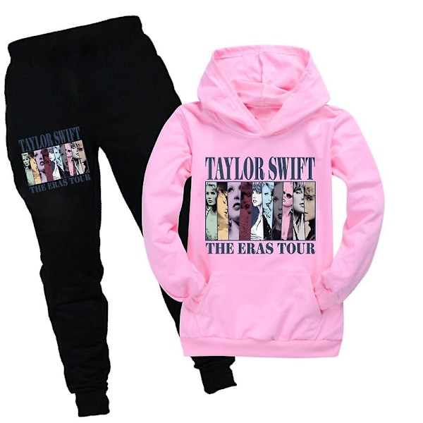 Taylor Swift The Eras Tour Tryckt Spårset Barn Pullover Hoodie Sweatshirt Huvtröjor Joggerbyxor Sweatsuit Outfits Passar För Swiftie Gåvor Pink 11-12 Years