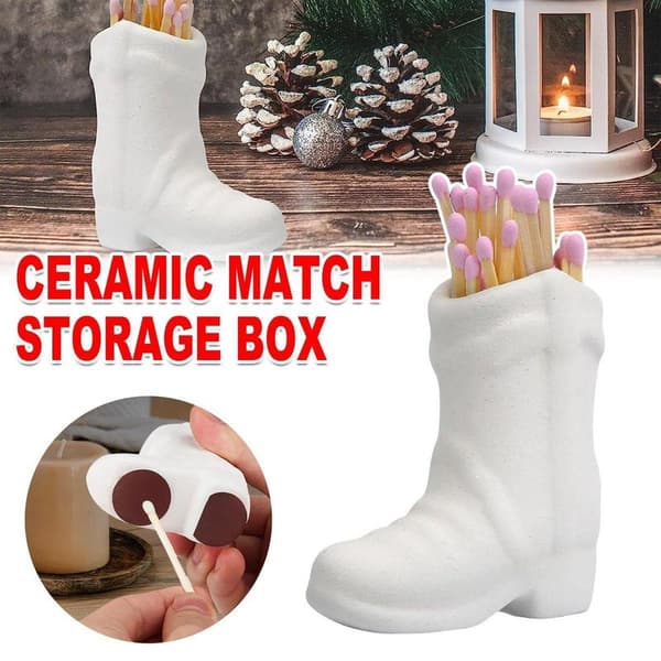Ceramic Boot Matchbox Holder Home Decor Storage Decorative Display Box