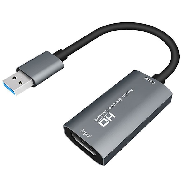 Video Capture Card USB 3.0 HD Audio Capture Card 4K 60FPS Spel Realtidsströmning Videoinspelare C Gray