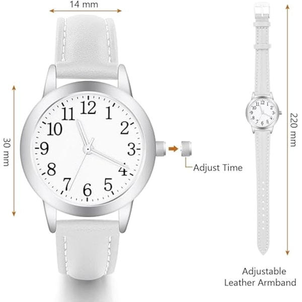 Damklocka, Analog Kvartsklocka, Läderrem Lättläst Ton Klocka Premium Mode Armbandsur för Kvinnor Damer Flickor