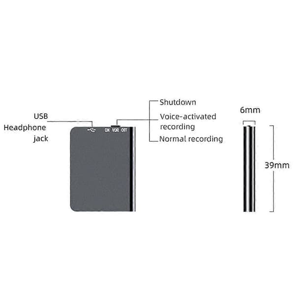 Magnetisk stemmeopptaker, mini magnetisk stemmeopptaker med avspilling 64GB 1pcs