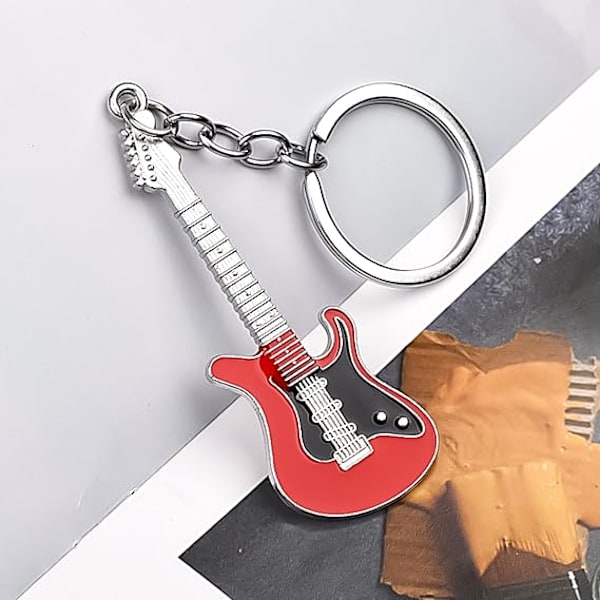 2 stk. Gitar nøkkelring Musikkfans Spesial Replika Nøkkelring Mini Gitar Form Anheng for Henge Nøkkelring Tilbehør Suvenir Gave
