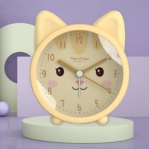 Söt katt printed väckarklocka digital klocka för barn med nattljus