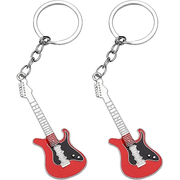 2 stk. Gitar nøkkelring Musikkfans Spesial Replika Nøkkelring Mini Gitar Form Anheng for Henge Nøkkelring Tilbehør Suvenir Gave