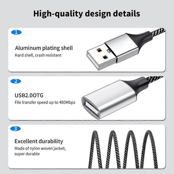 USB - 3 USB 2.0 HUB Kaksois 4-porttinen Multi Splitter -sovitin OTG PC-kannettavan Surface-lisävarusteille USB A -jatke Virta Data