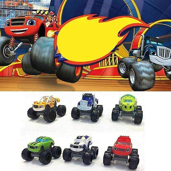 6 stk Blaze And The Monster Machines Legetøj, Køretøjer Racerbiler Lastbiler Kid Legetøj