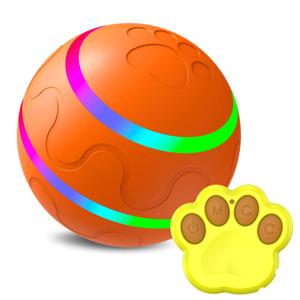 Aktiv rulleball for hunder, fjernkontroll hundeball, interaktiv hundeleke, aggressiv tyggeleke, aktiv kjæledyrball for hunder Orange pink
