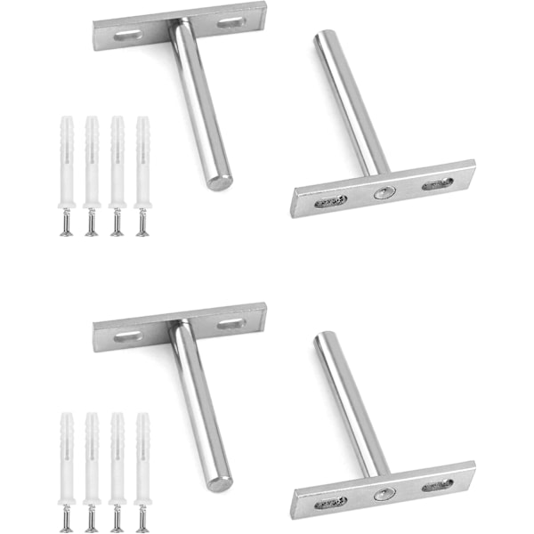 4 stk. 3 tommer 75mm Heavy Duty skjulte hyldebeslag med monteringsskruer til vægmonteret dekorationsskab møbelhyldestøtte