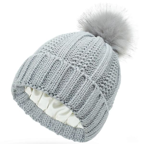 Dam Vinter Stickad Mössa Mjuk Andningsbar Elastisk Stickad Mössa för Shopping Dejting 7 Light Gray