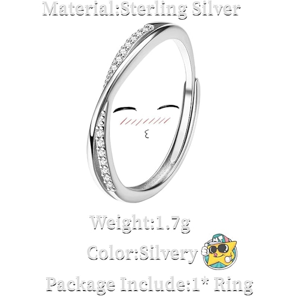 Justerbara ringar i sterlingsilver för kvinnor, ring med korsade linjer, Mobius Temperament diamantring, avancerad sensorisk ring, moderiktig personlig ring (silverfärgad)