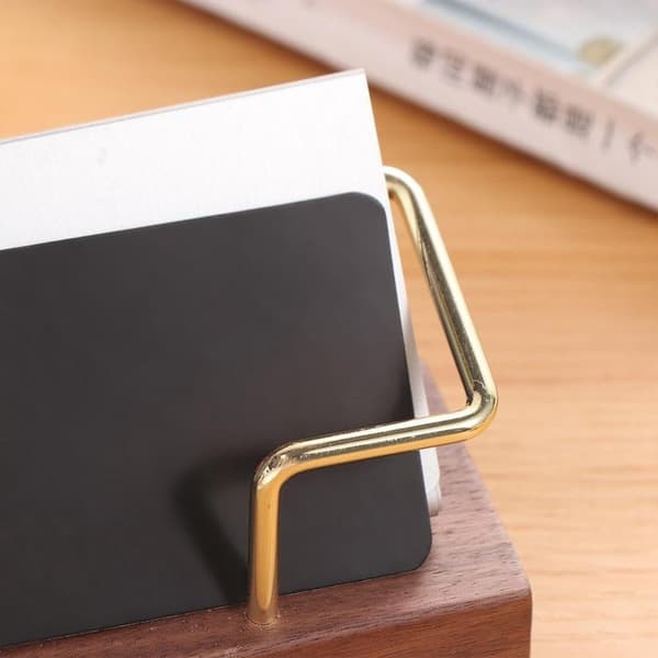 Skrivebord Træ Visitkort Organizer Tilbehør til Konferencebord 11x5cm Mørkebrun