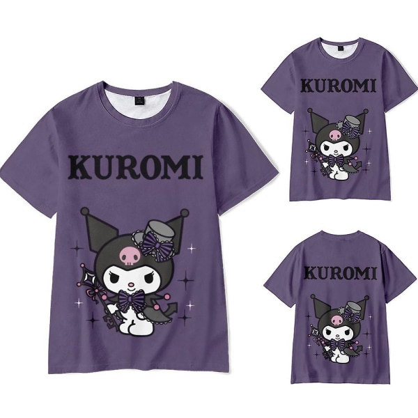 Kvinder teenagere Kuromi Animeing T-shirt med korte ærmer med rund hals Harajuku T-shirts toppe XL