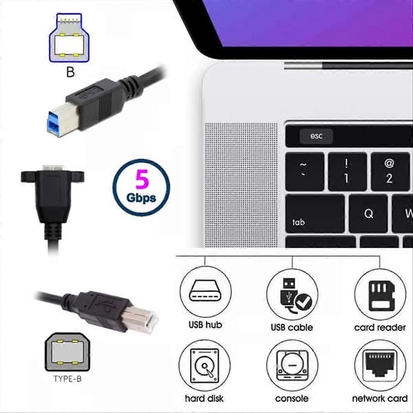 USB 3.0 Typ-B Hona till USB2.0 Typ-B Hane Kabel 30cm