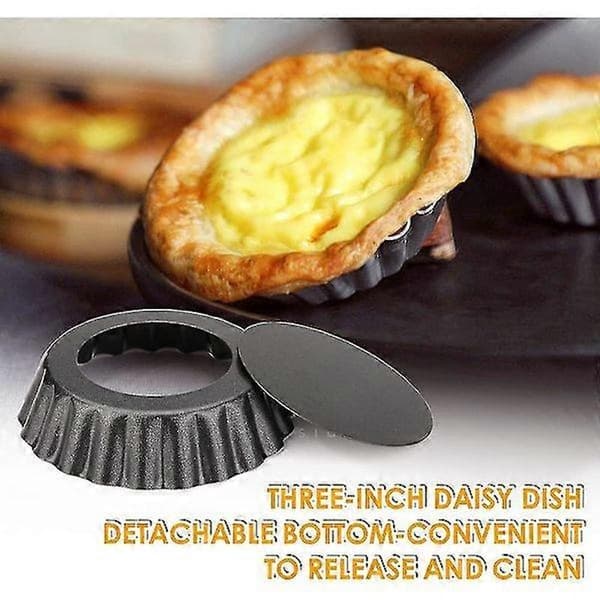 12 stk 3\" Eggeterteformer med avtakbar bunn, Bakeformer