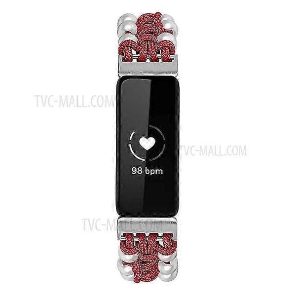Säädettävä nailonpunottu ranneke Fitbit Inspire 2 -rannekkeelle Red