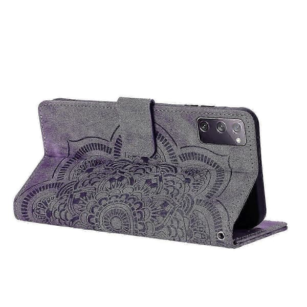 Mandala Emed Retro Frostat Läderfodral för Telefon Purple For Samsung Galaxy S20 FE