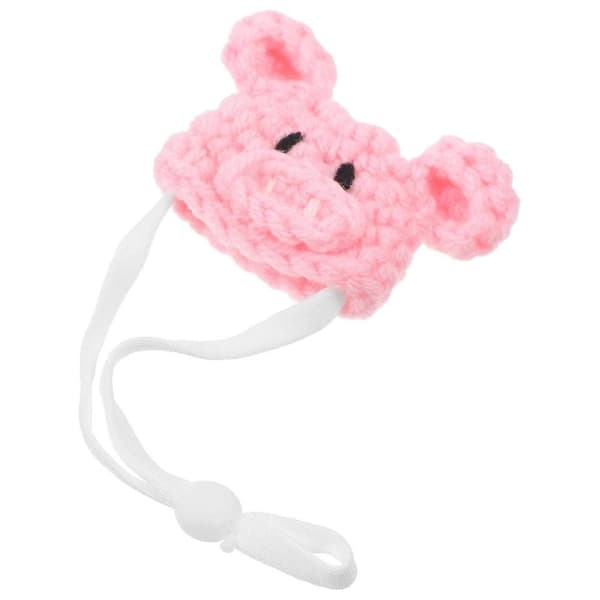Rosa Hamster Stickad Mössa för Små Husdjur Mini Stickad Mössa med Rem