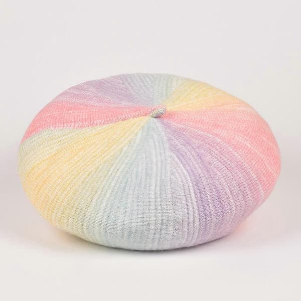 Retro Gradient Uld Strikket Beret Simpel Mode Strikket Hat Kasket Tilbehør Personlighed Strikket Hat Efterår & Vinter Lilla Pink
